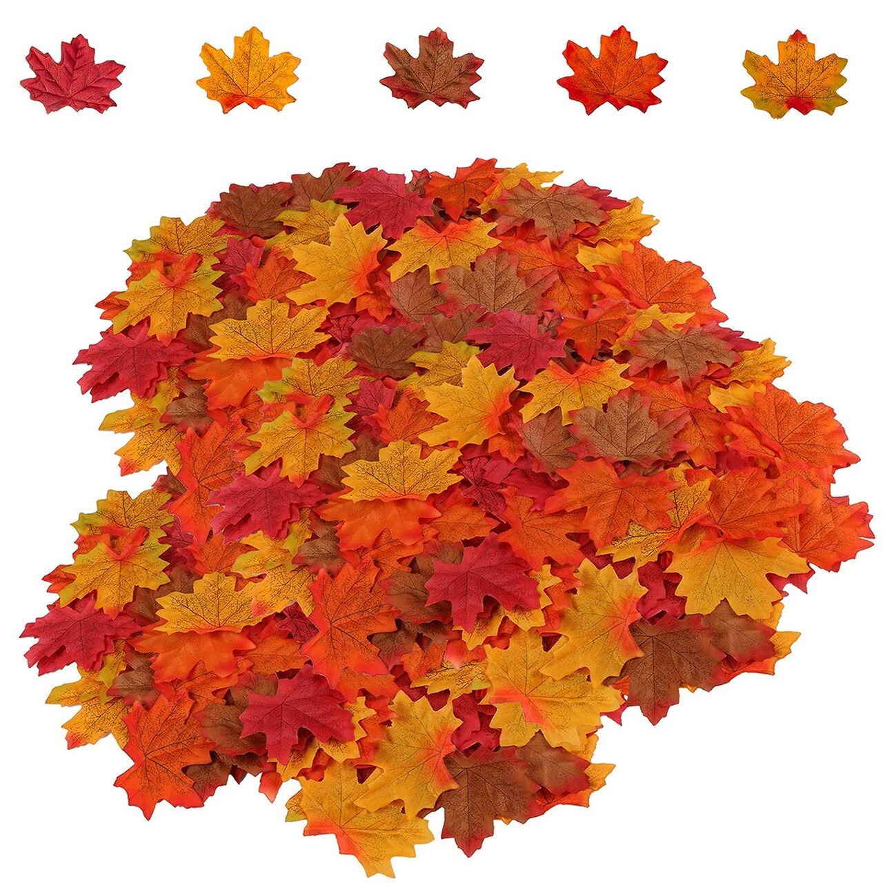 500PCS Artificial Maple Leaves 5 Assorted Mixed Fake Fall Maple Leaf Lifelike Looking Silk Autumn Leaf Garland for Halloween Fall Decor Party Festival Thanksgiving Table Decorations…